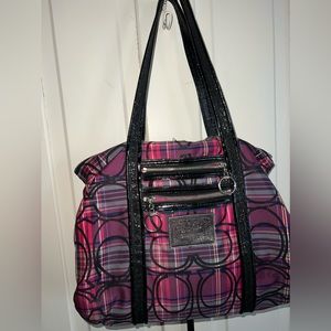 Coach Poppy Tartan Plaid tote